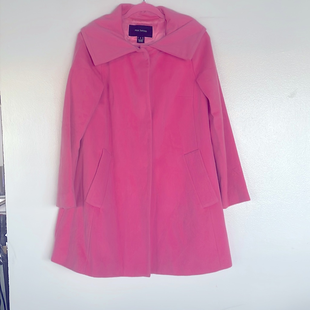Pink Tartan Wool Coat